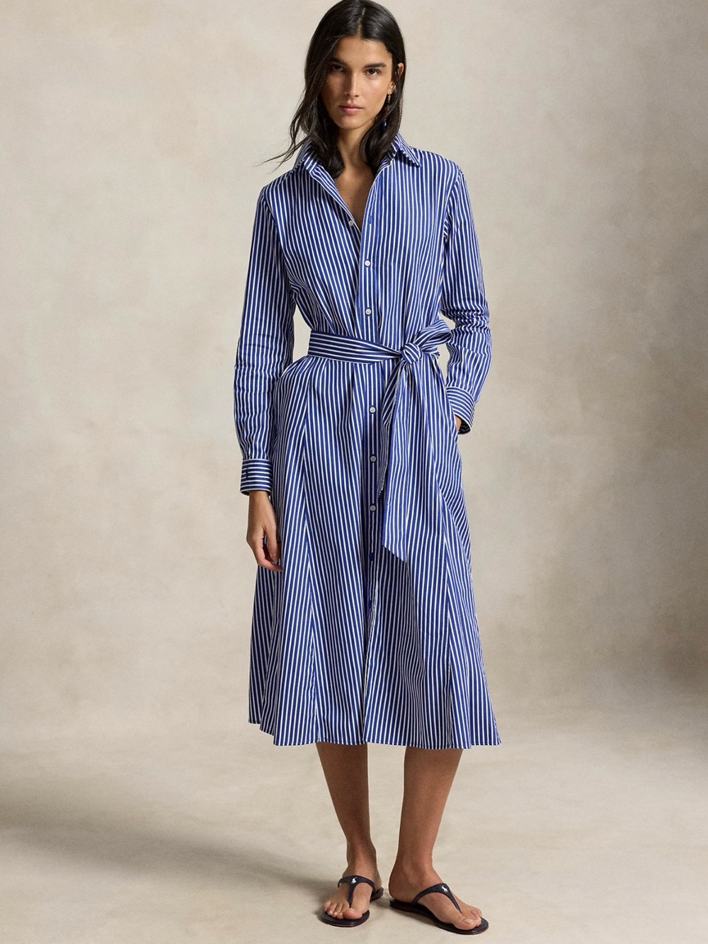 Polo by Ralph Lauren Navy and White Striped Shirt dress.
